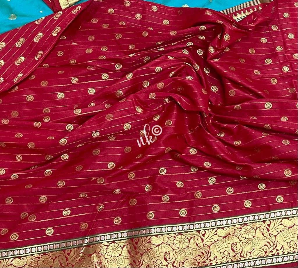 Women banarsi temple bordered saree - Saffronfashionindia