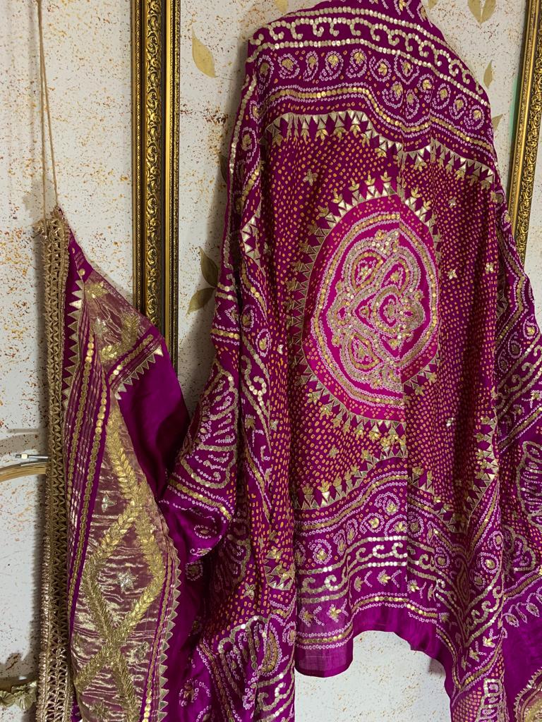 Gajji silk bandhej dupatta - Saffronfashionindia
