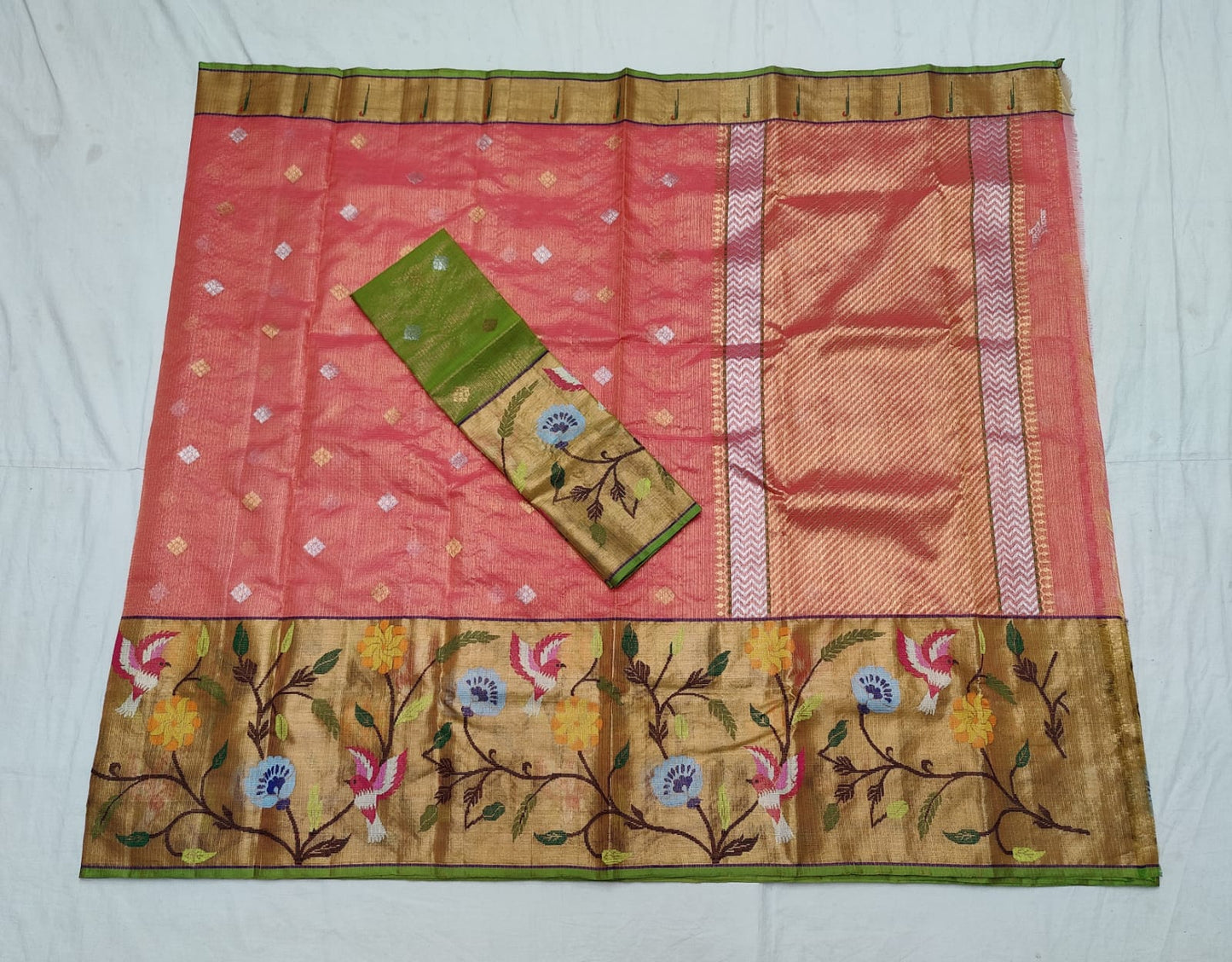 Hansikha tissue zari kota saree - Saffronfashionindia