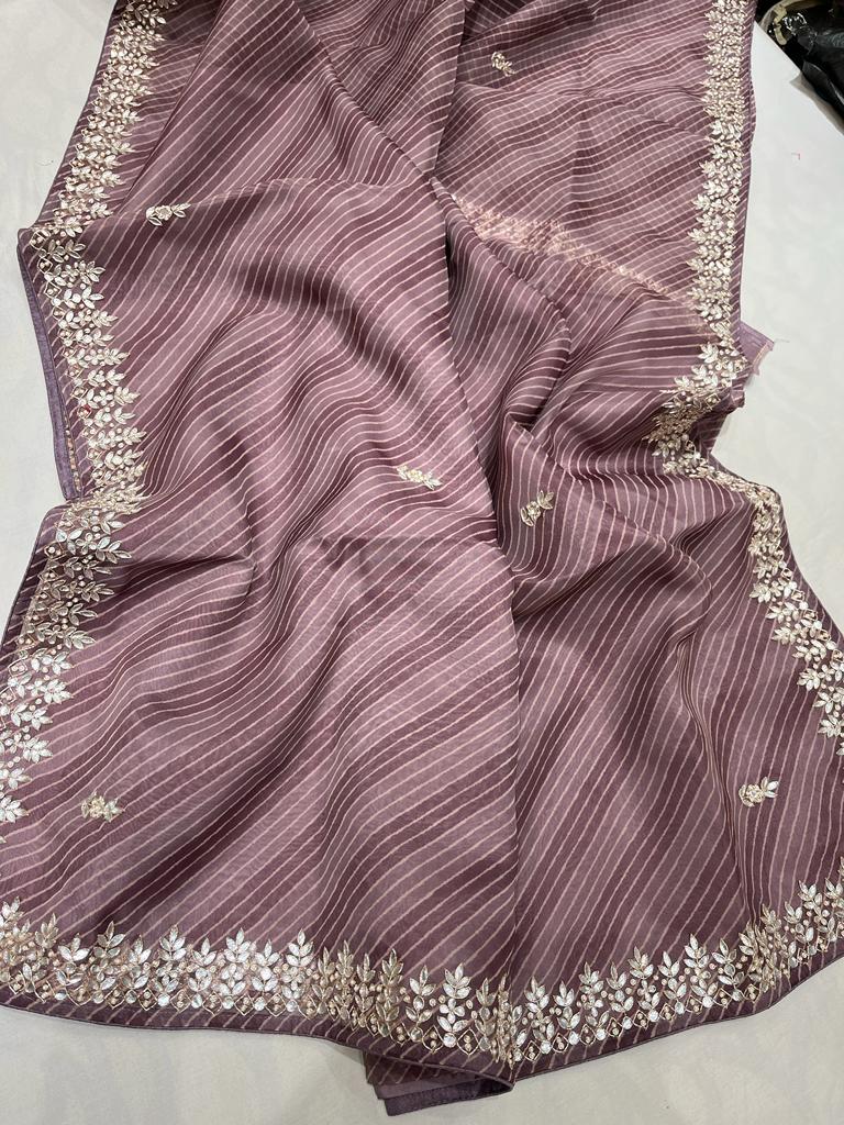 Muneba Lehariya organza saree - Saffronfashionindia