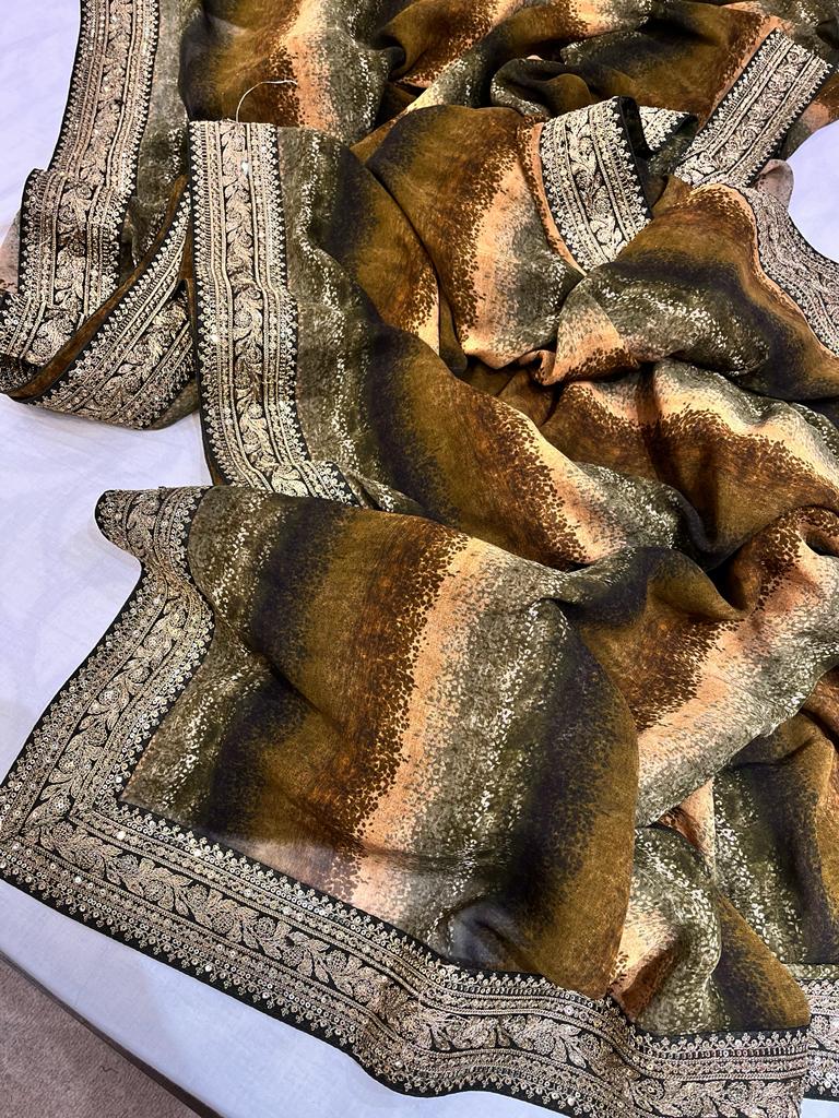 Perisha gorgette saree - Saffronfashionindia