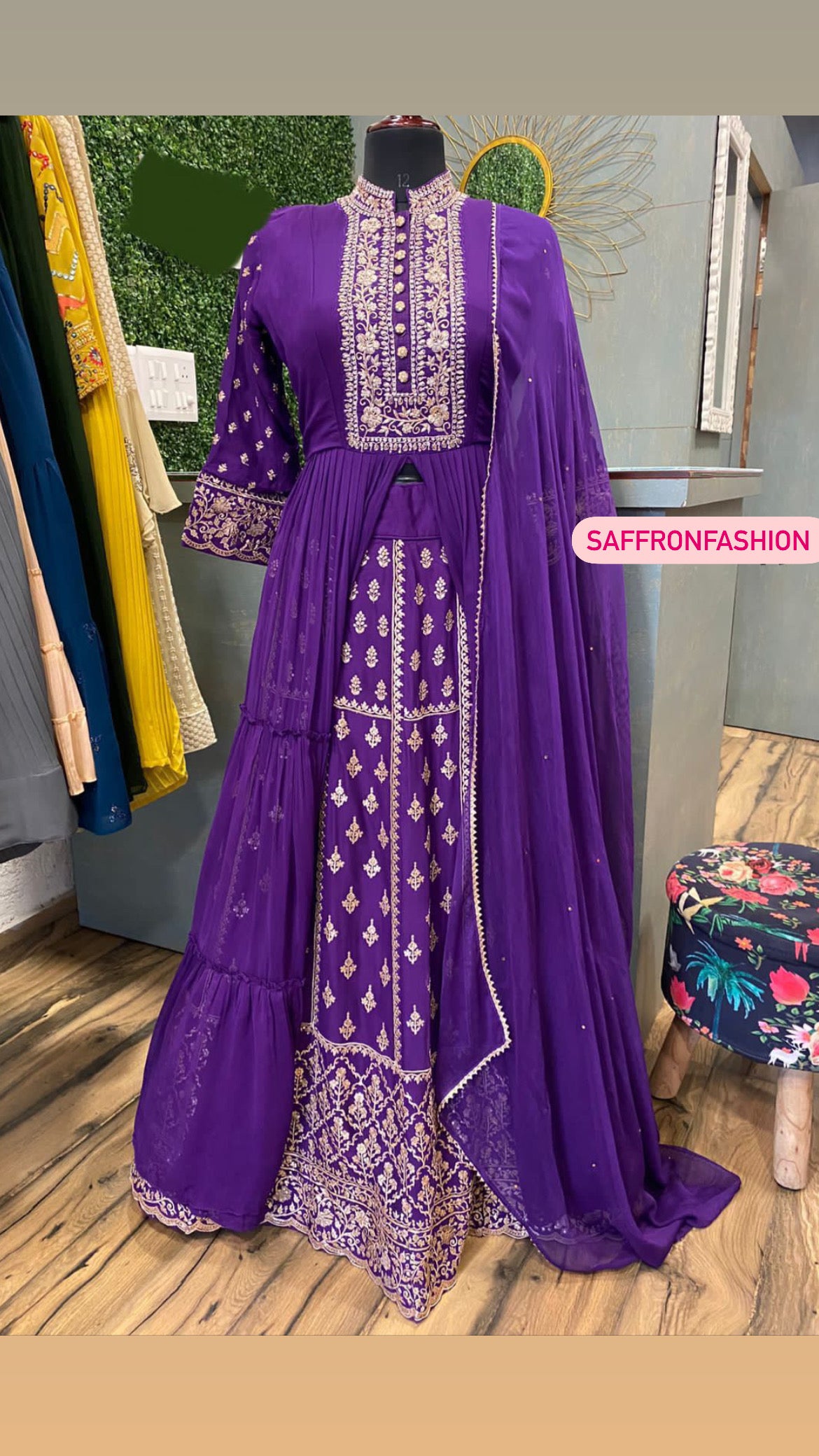 Yahiz gorgette dress - Saffronfashionindia