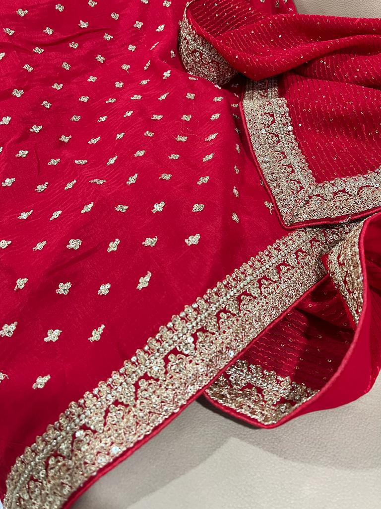Gulzaar sequence gorgette saree - Saffronfashionindia
