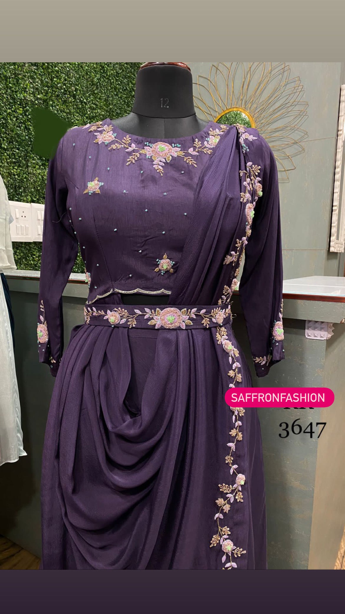 Indigo indowestern dress - Saffronfashionindia