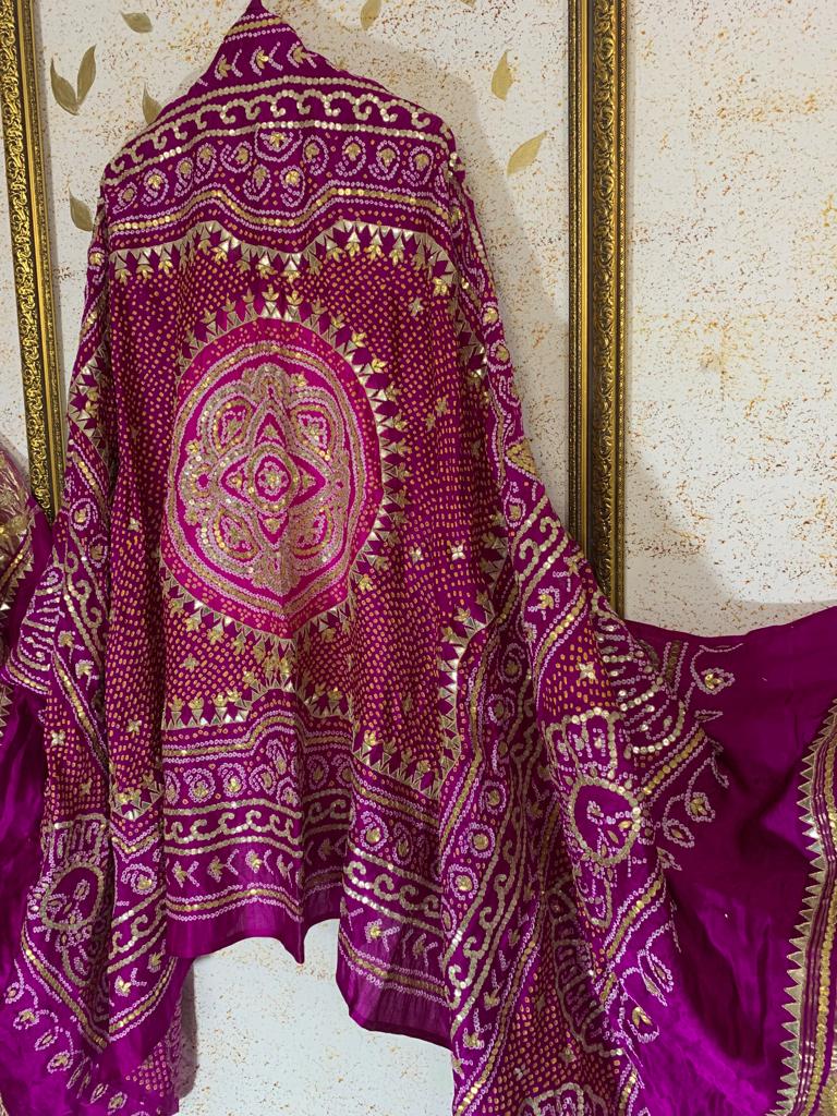 Gajji silk bandhej dupatta - Saffronfashionindia
