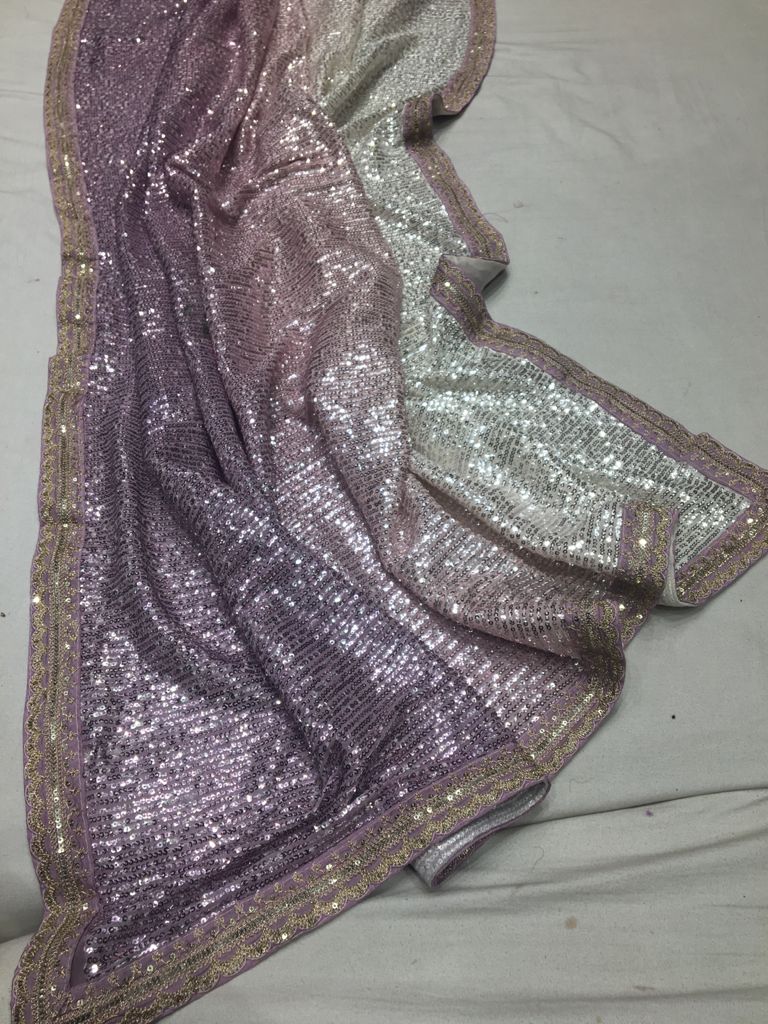 Sequins partywear saree - Saffronfashionindia