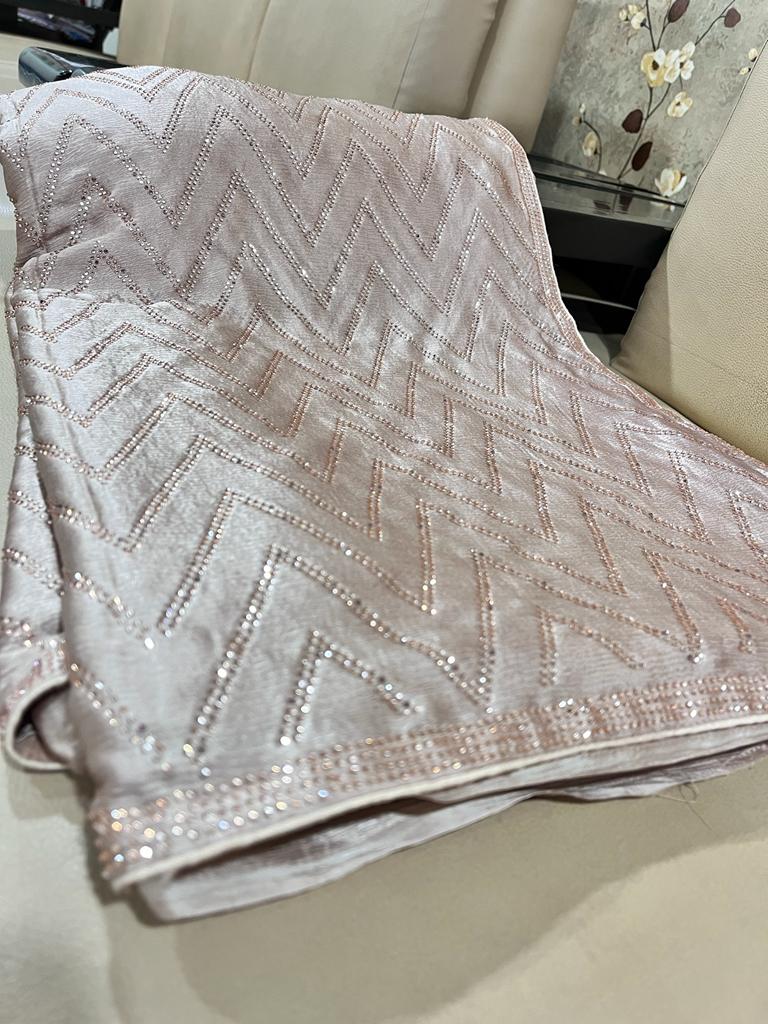 Swarovski satin designer saree - Saffronfashionindia