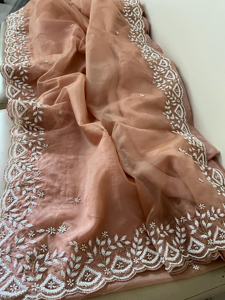 Hafisah katdana organza saree - Saffronfashionindia