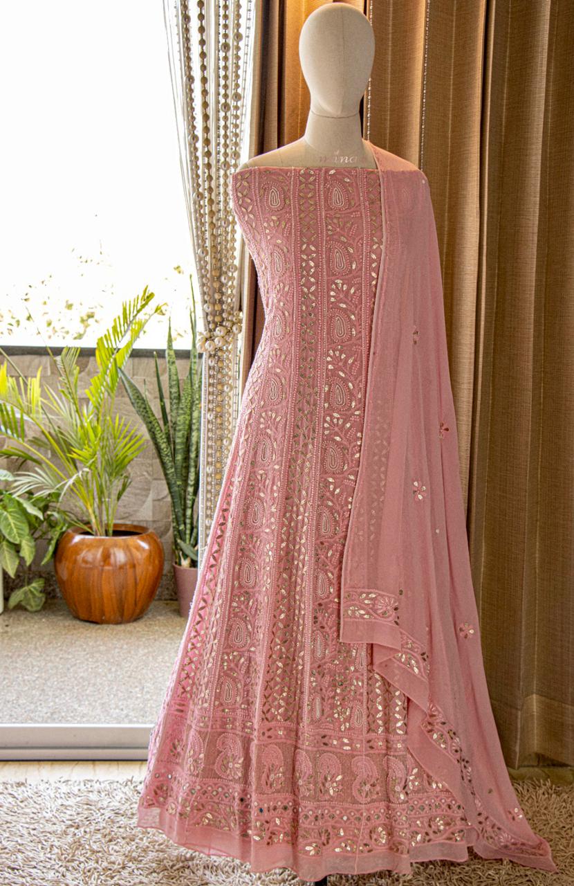 Anarkali inspired gorgette suit - Saffronfashionindia