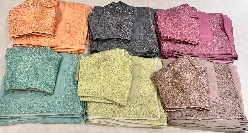 Posh organza sequins saree - Saffronfashionindia
