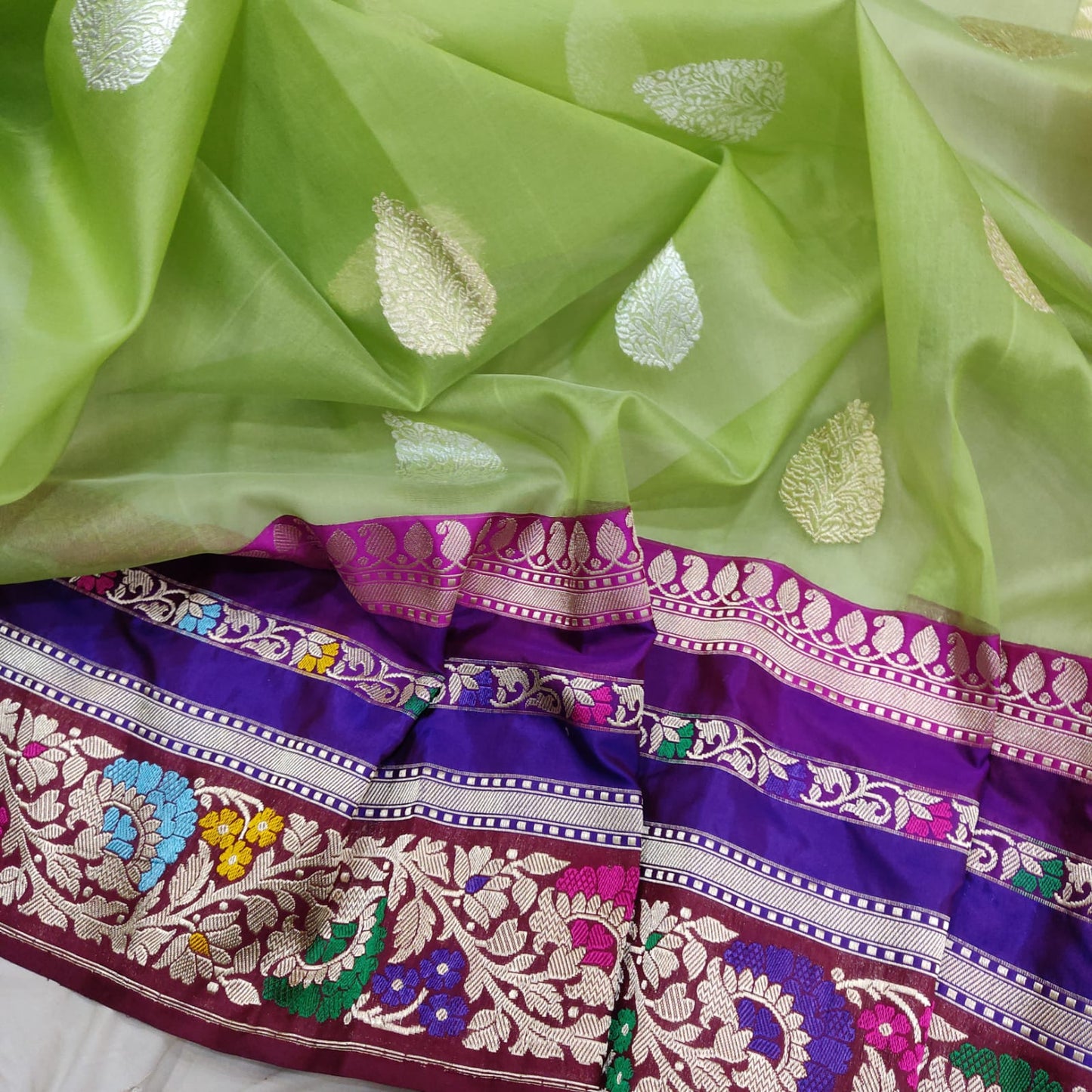 Kavi handwoven kora saree - Saffronfashionindia