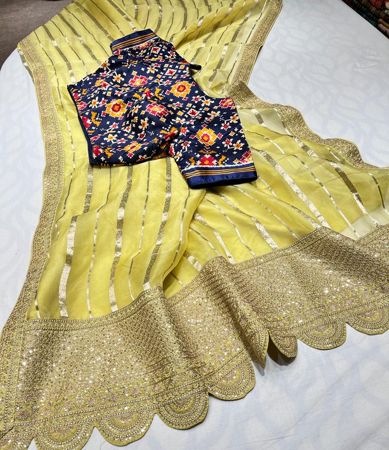 Kora stripes saree - Saffronfashionindia