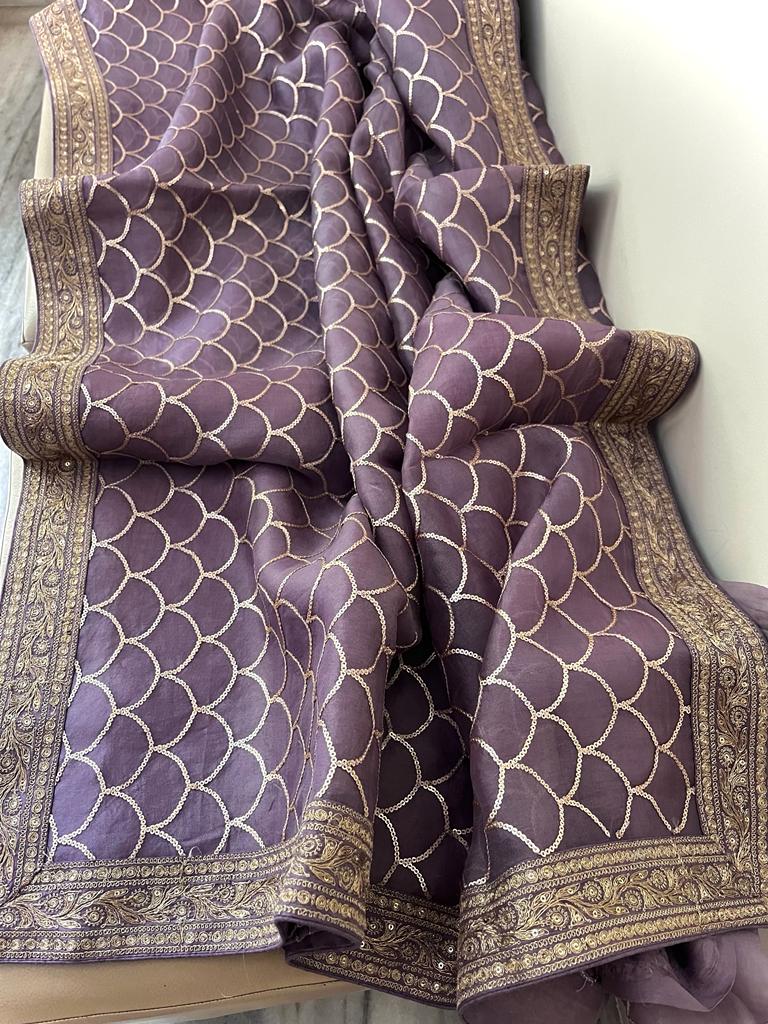 Nishabd organza sequence saree - Saffronfashionindia