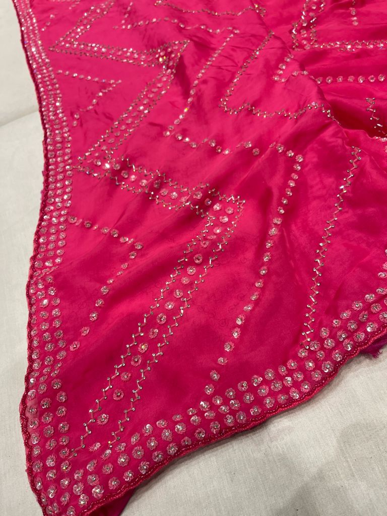 Ivara organza zardosi saree - Saffronfashionindia