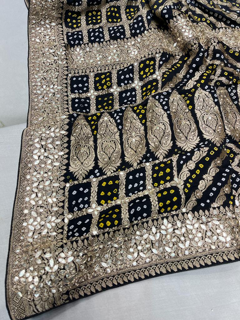 Hansiha khaddi bandhej saree - Saffronfashionindia