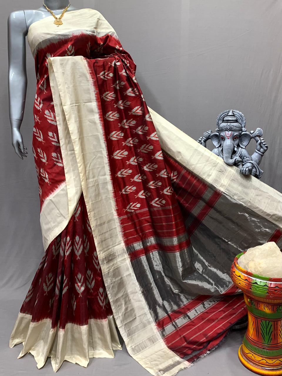 Ikkat Indian saree women sari blouse - Saffronfashionindia