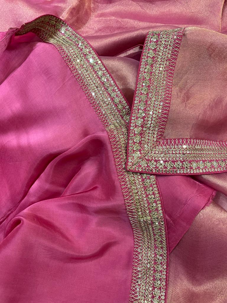 Kanjeevaram inspired tissue saree - Saffronfashionindia