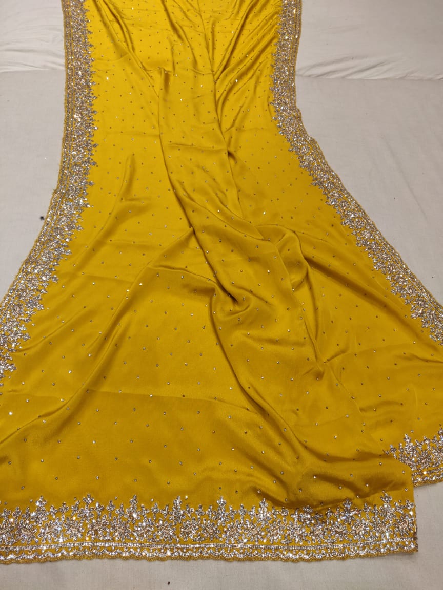 Crepe gorgette saree - Saffronfashionindia