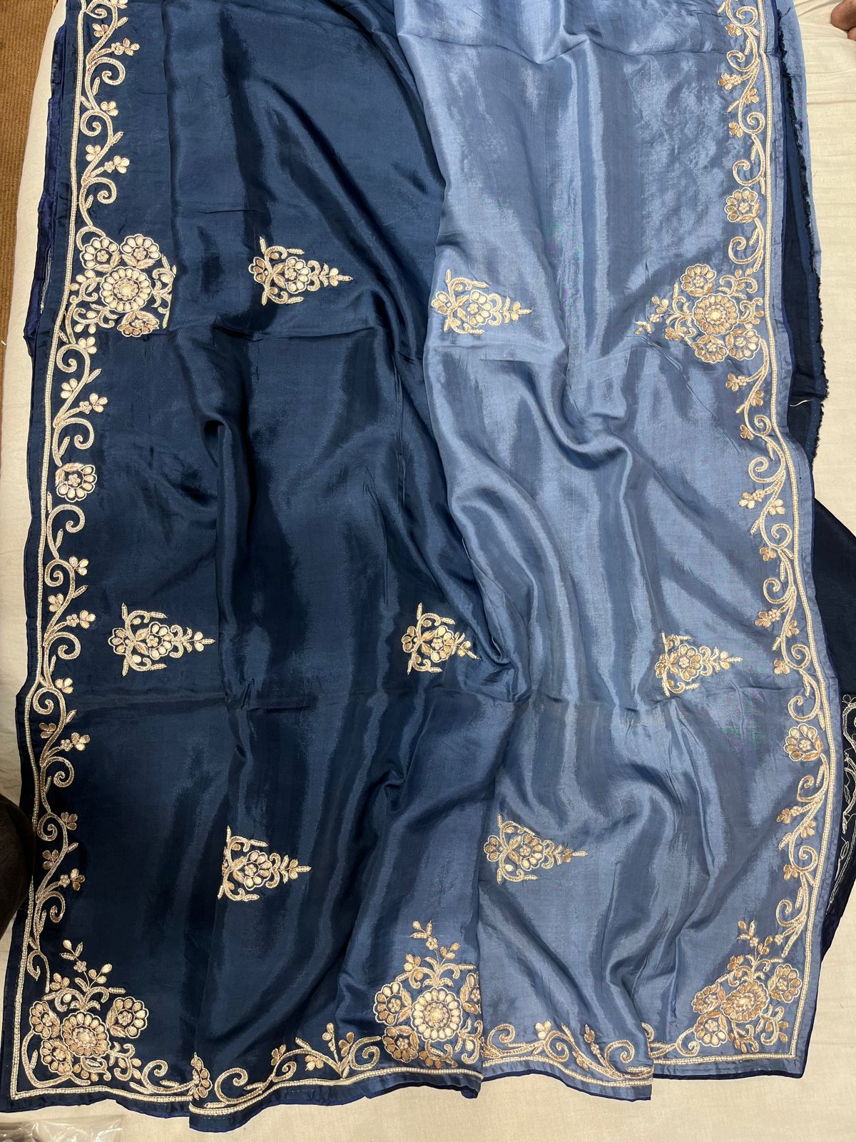 Handloom zardosi silk saree - Saffronfashionindia