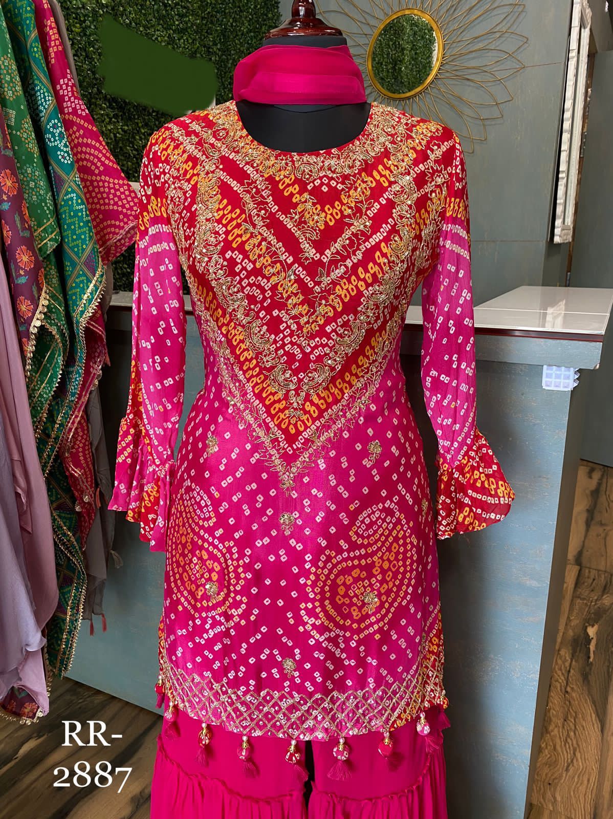 Bandhani guarara dress - Saffronfashionindia