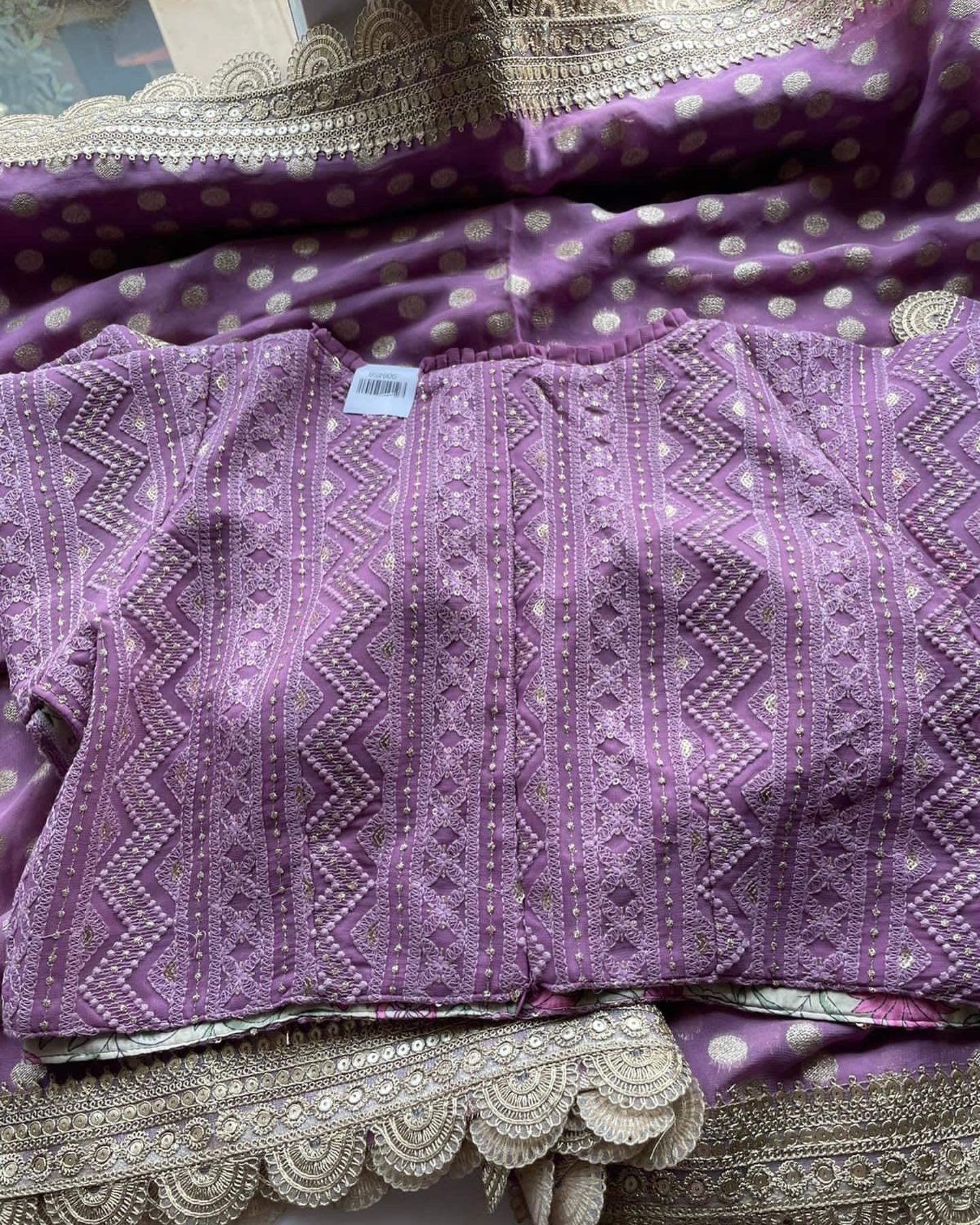 Lavender fancy partywear saree - Saffronfashionindia