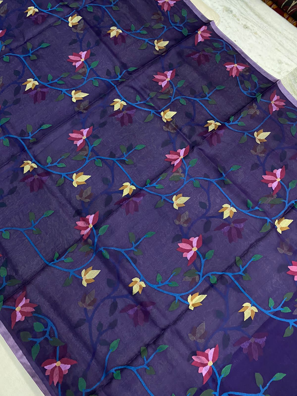 Drani blue tantuj saree - Saffronfashionindia