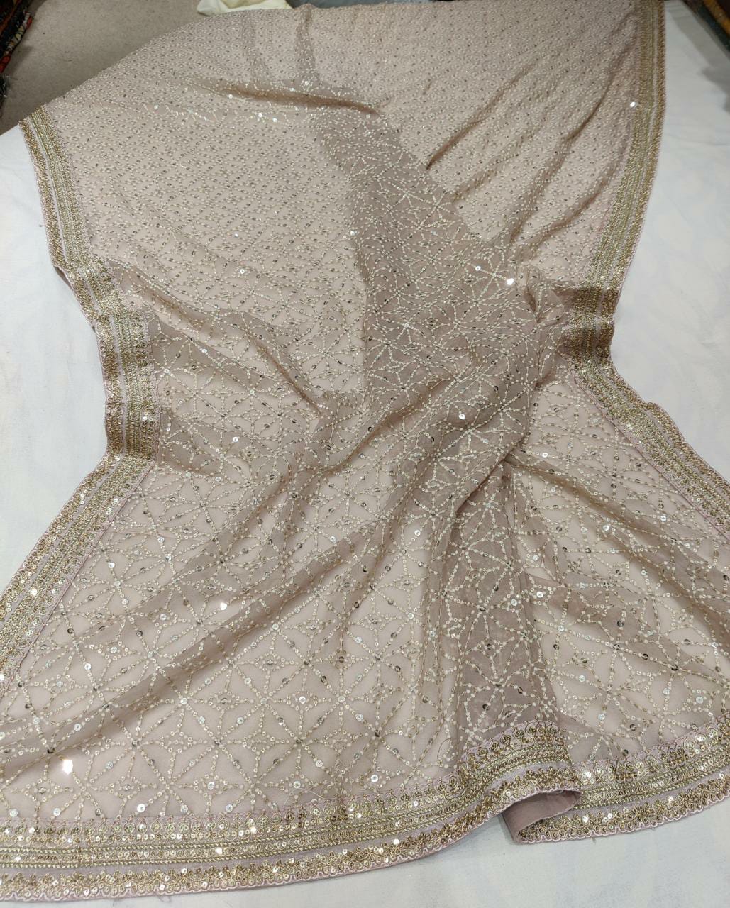 Fallon gorgette sequins saree - Saffronfashionindia