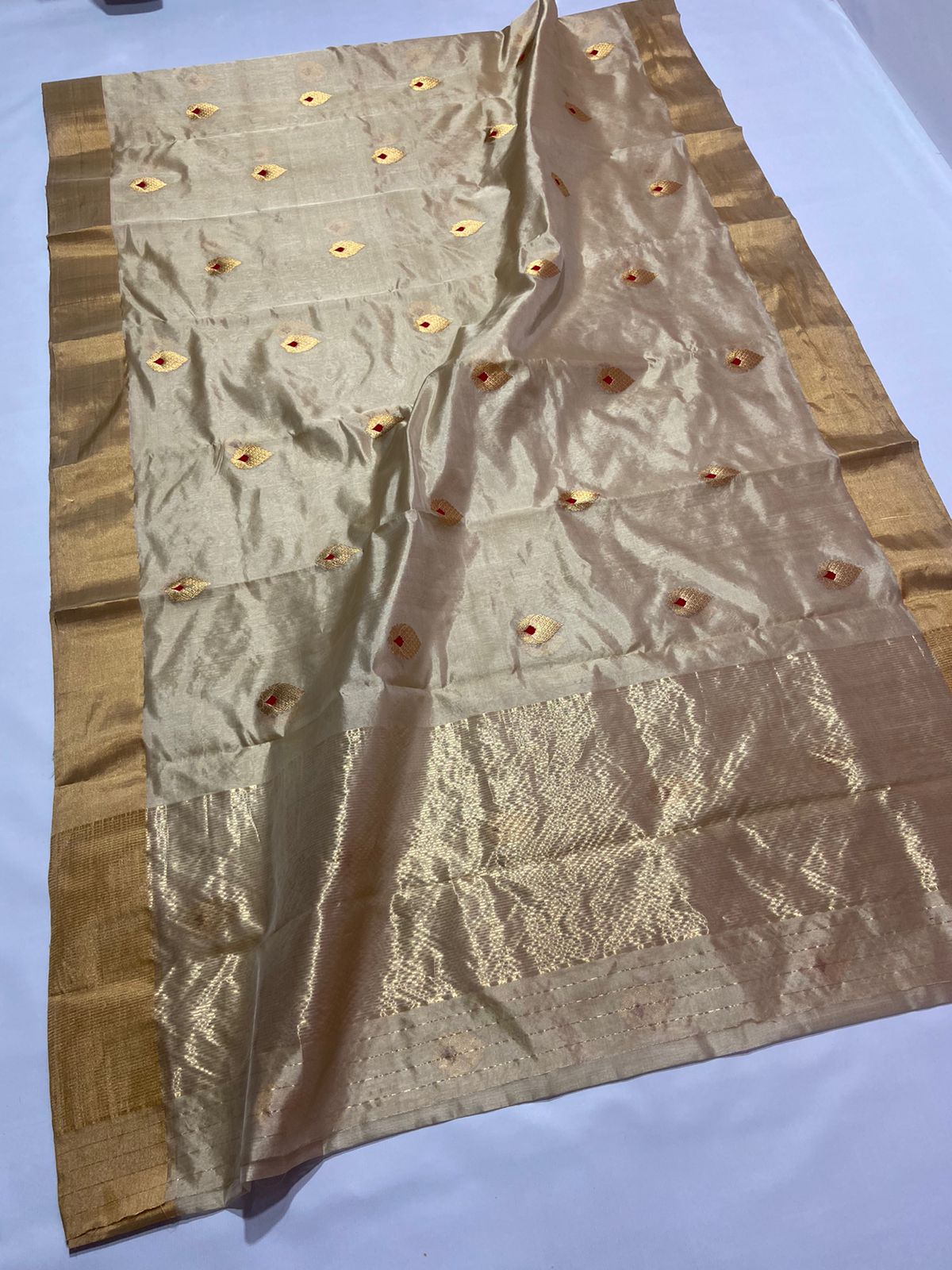 Jeni pattu Chanderi saree - Saffronfashionindia