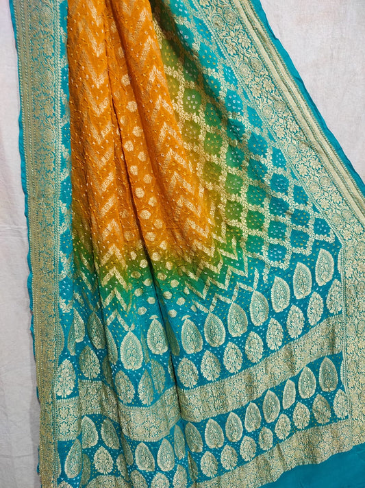 Malvi bandhani banarsi saree - Saffronfashionindia