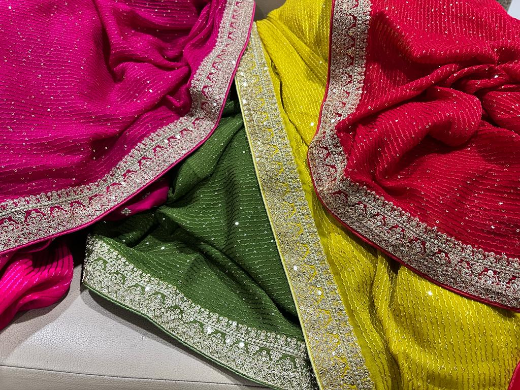 Gulzaar sequence gorgette saree - Saffronfashionindia