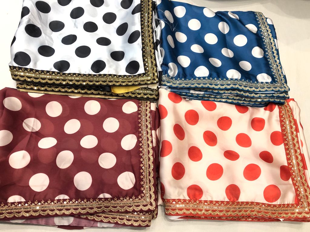 Polka dot organza saree - Saffronfashionindia