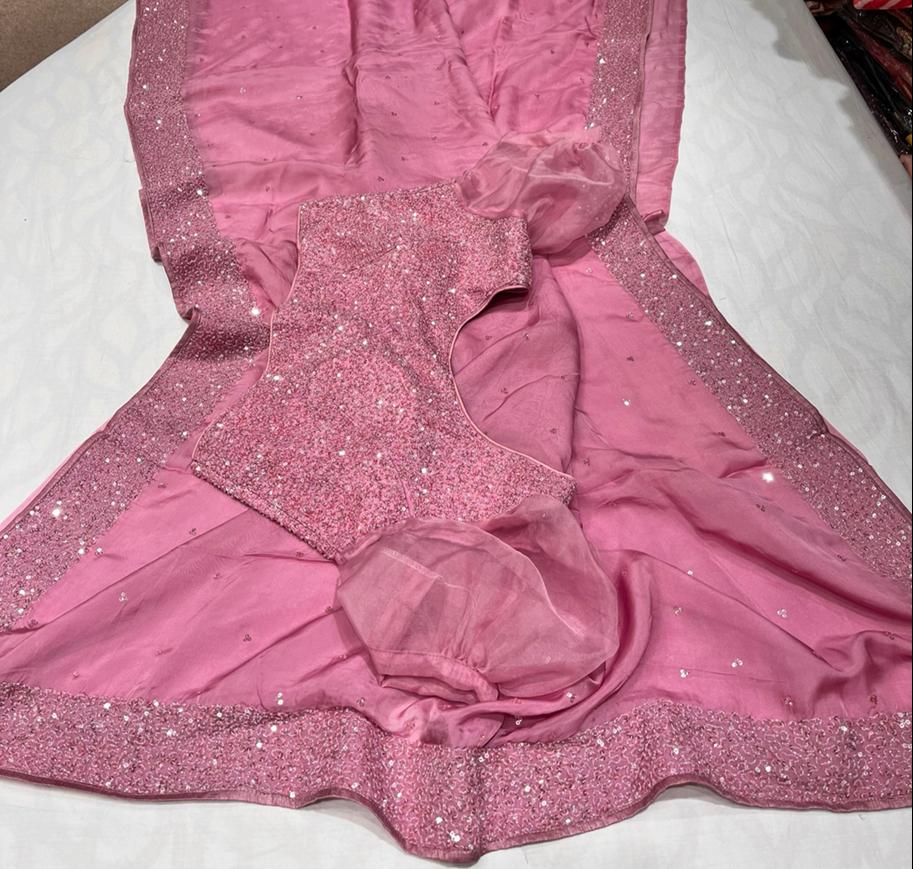 Posh organza sequins saree - Saffronfashionindia