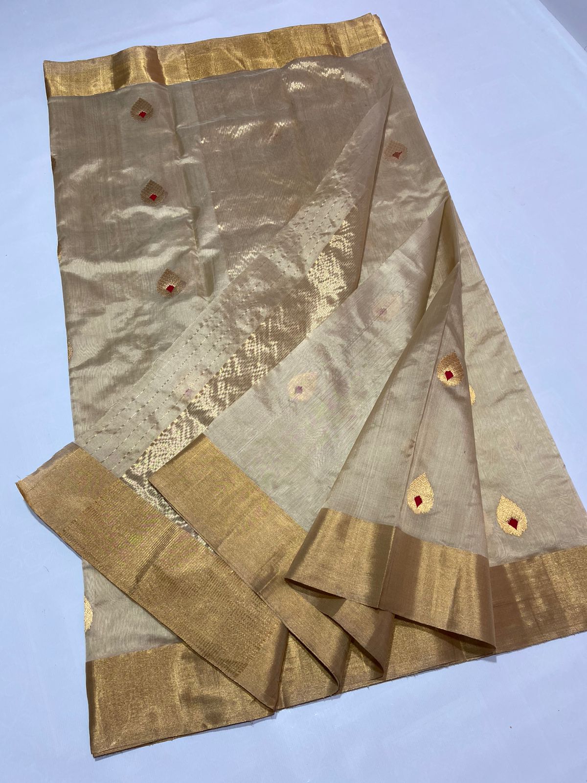 Jeni pattu Chanderi saree - Saffronfashionindia