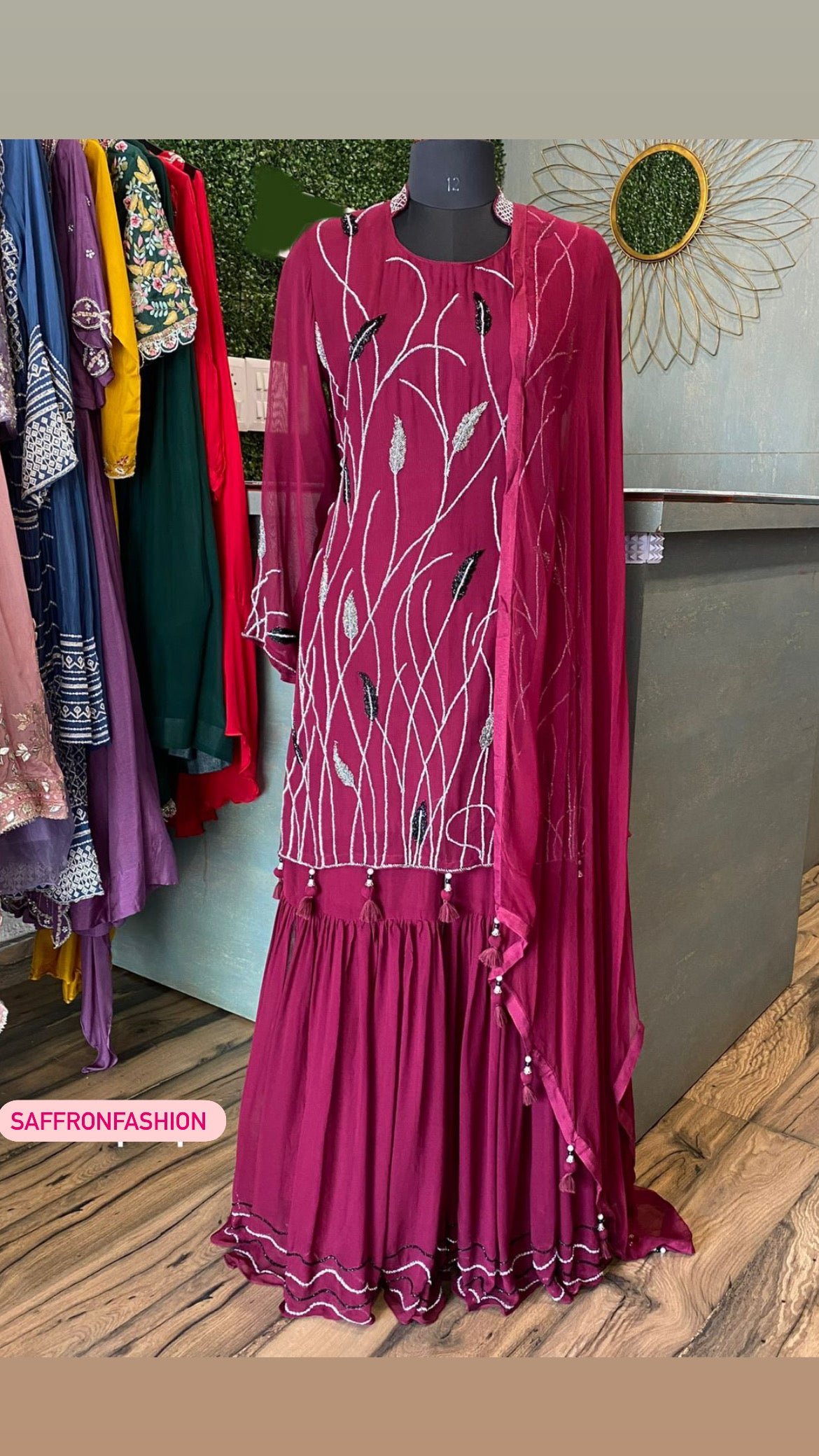 Komal gorgette kurta gharara - Saffronfashionindia