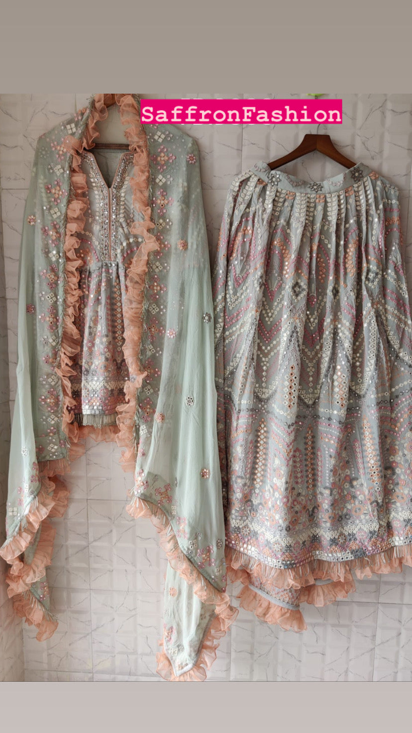 Ruffles gharara set - Saffronfashionindia