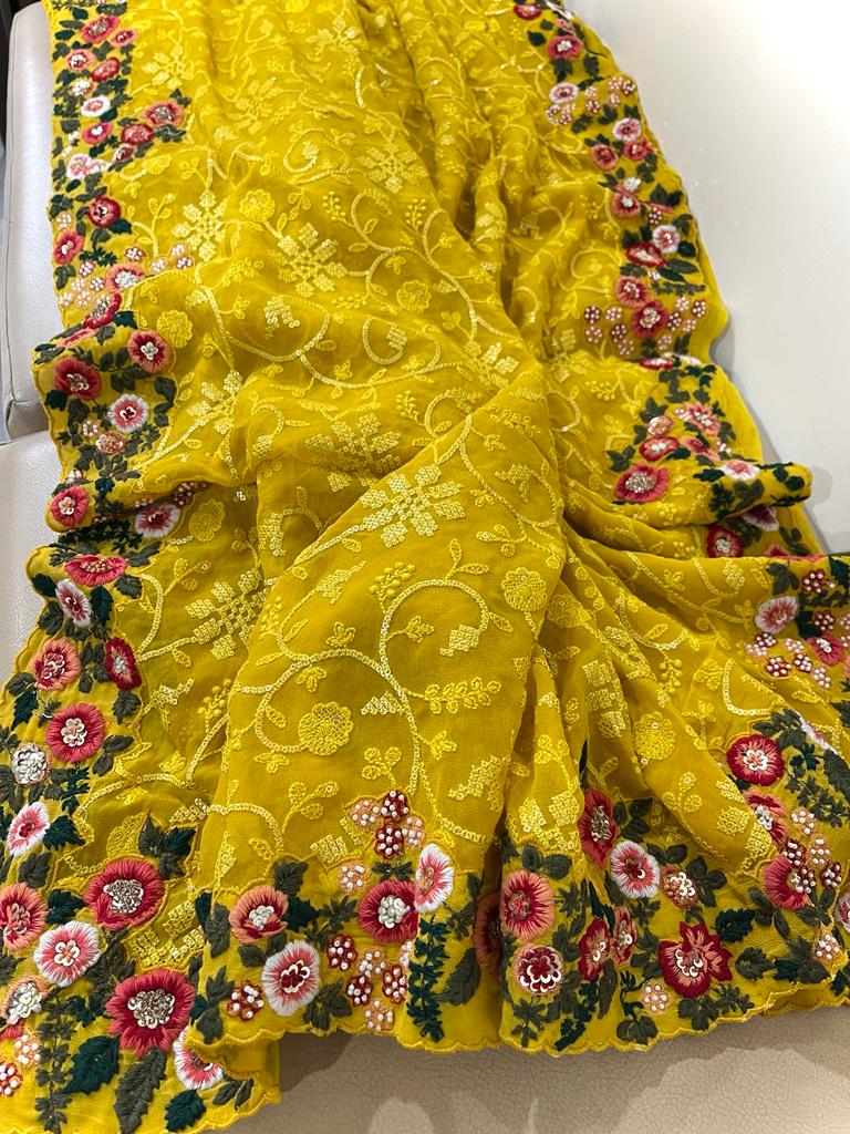 Naisha Embroidered saree - Saffronfashionindia