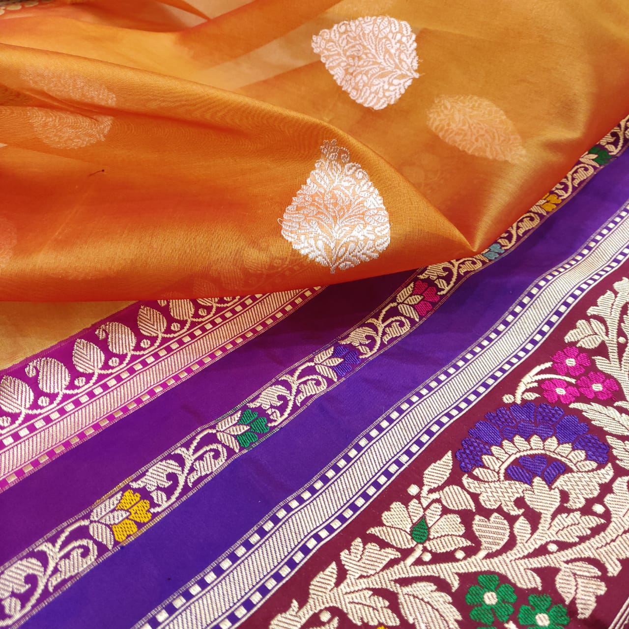 Sevita kora handwoven saree - Saffronfashionindia