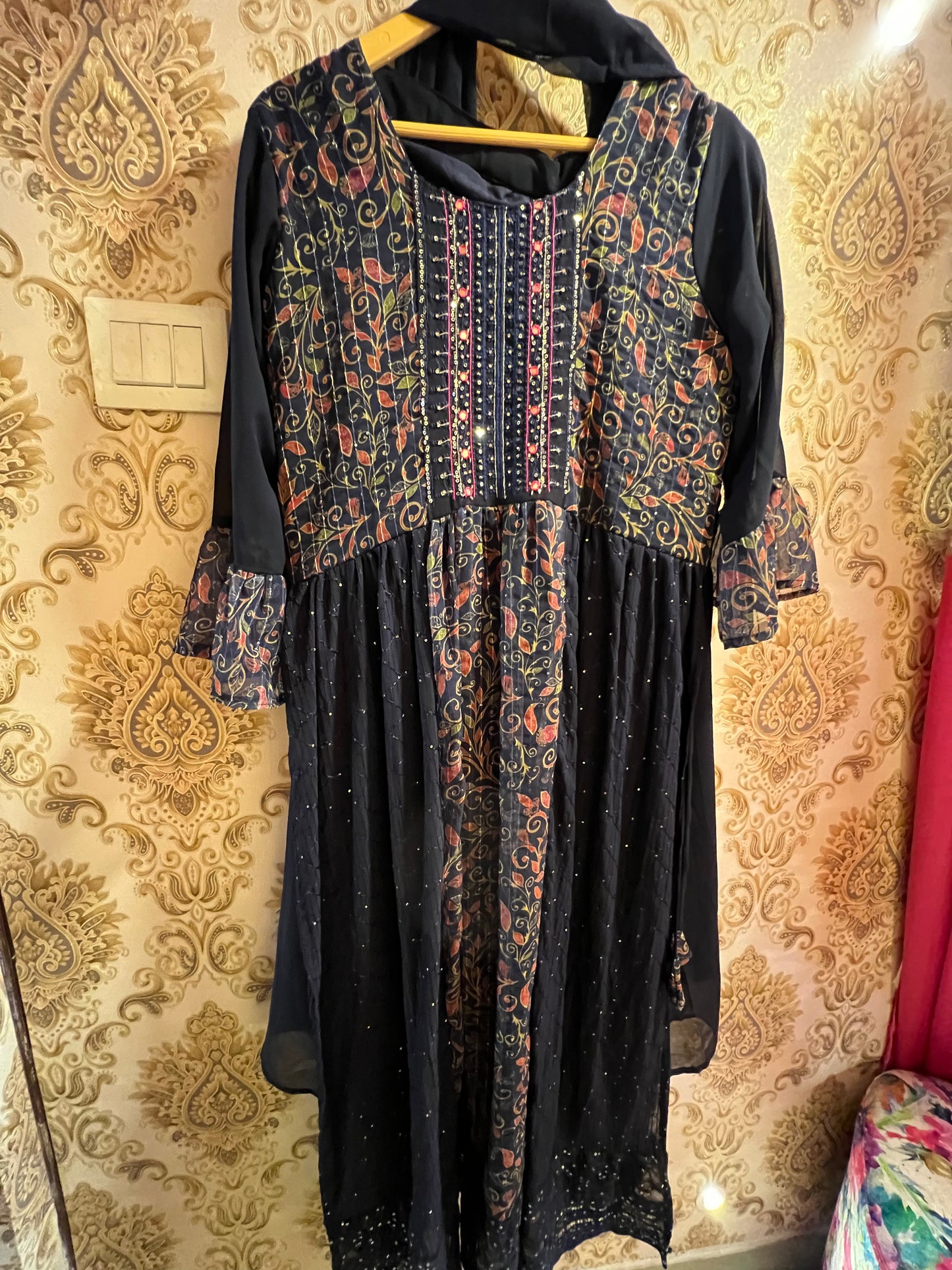 Sushma gorgette kurta dress - Saffronfashionindia