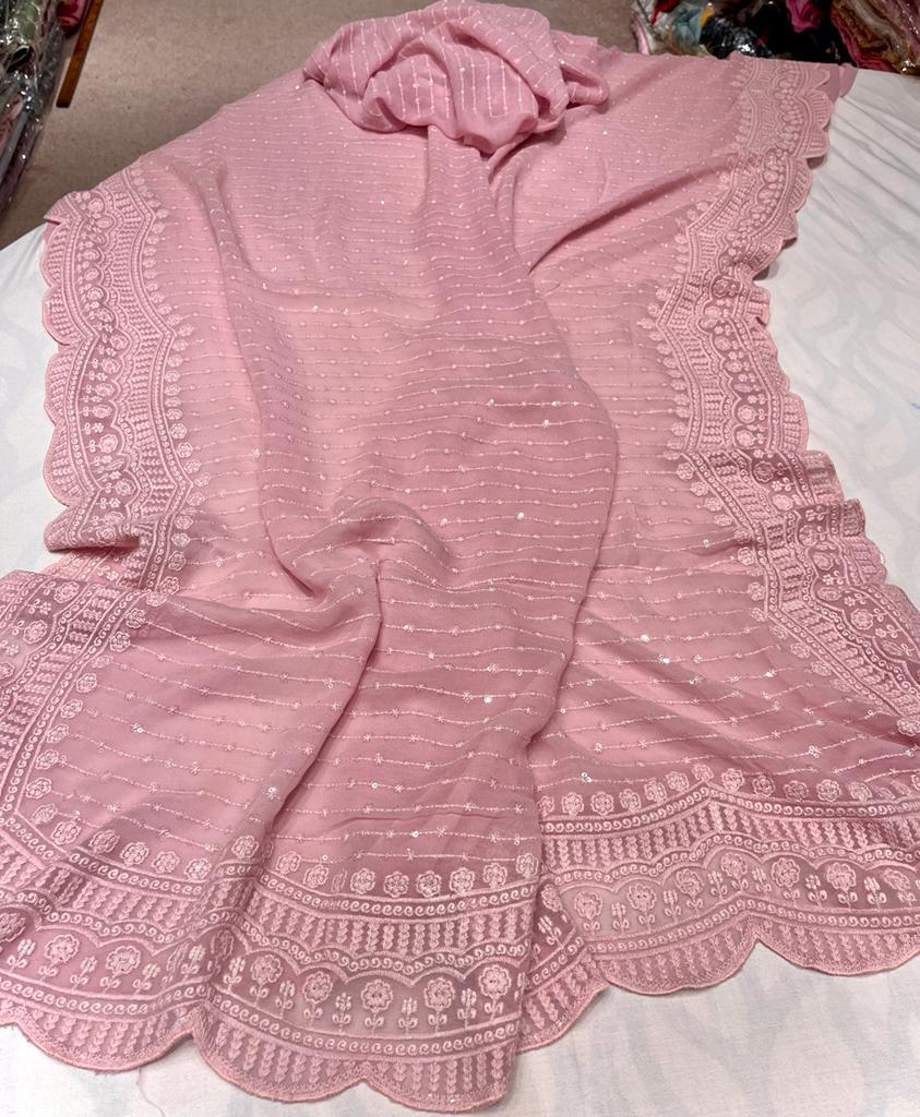 Irvisha sequins Chikankari saree - Saffronfashionindia