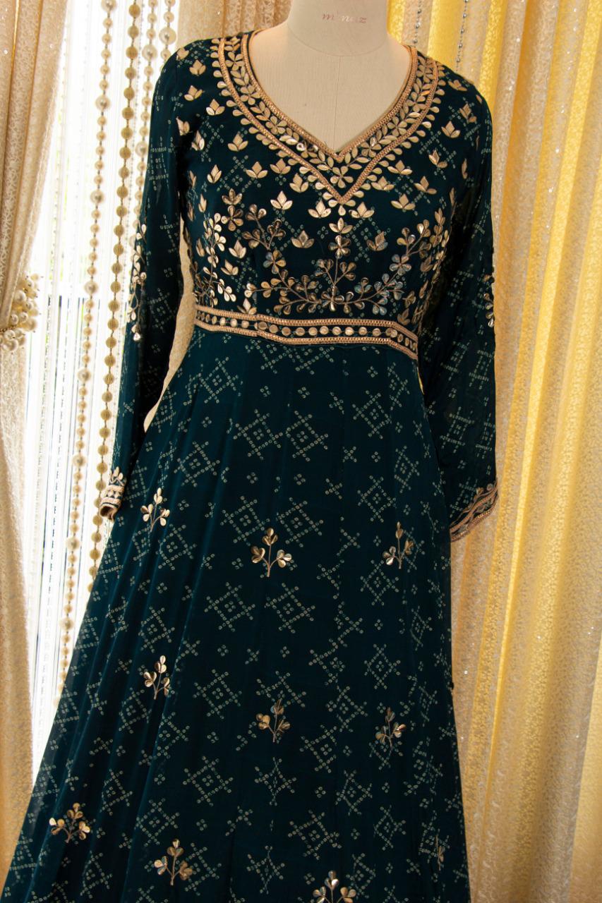 Meharbaan chinon gown set - Saffronfashionindia