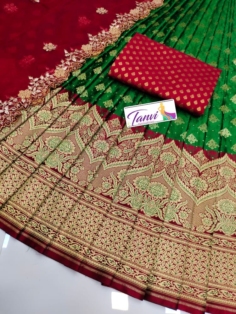 Banarsi brocade lehanga set - Saffronfashionindia