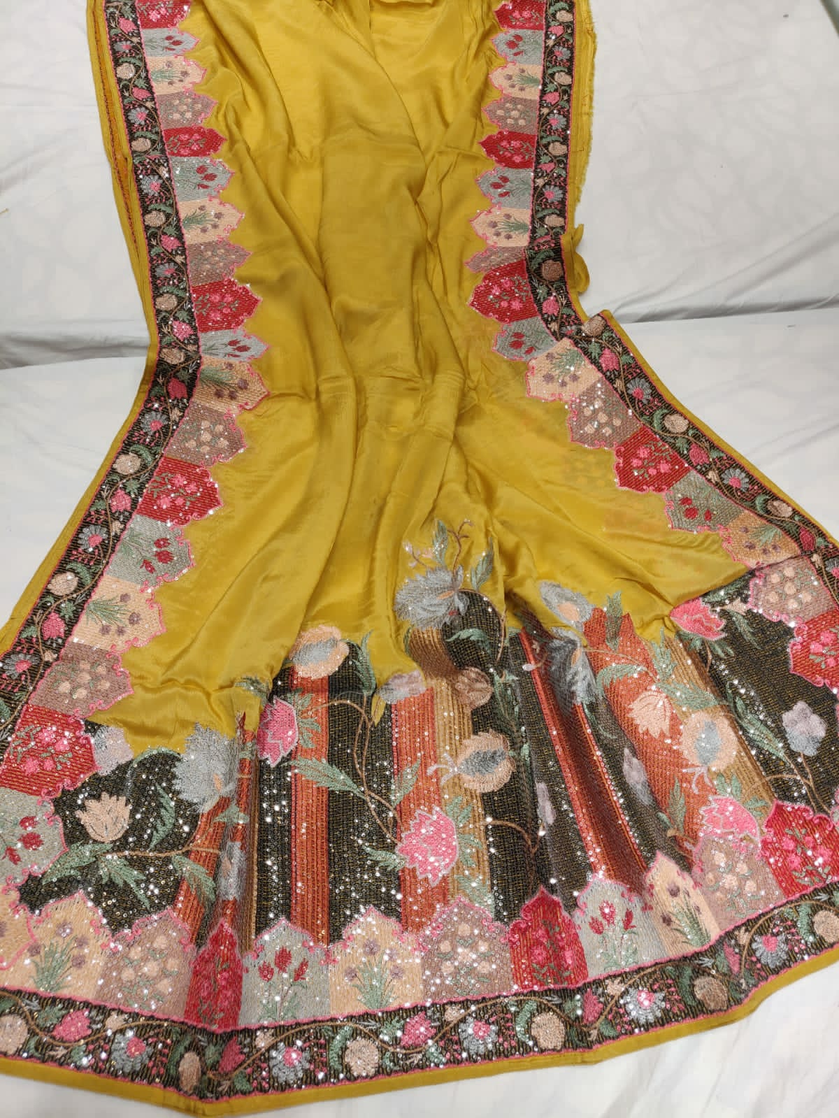 Ashvi crepe designer saree - Saffronfashionindia