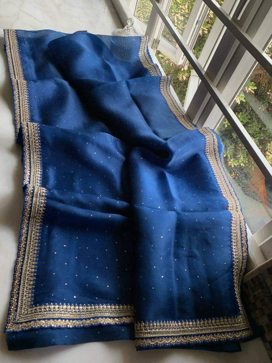 Vahida organza sari partywear sarees Indian sari SaffronFashion