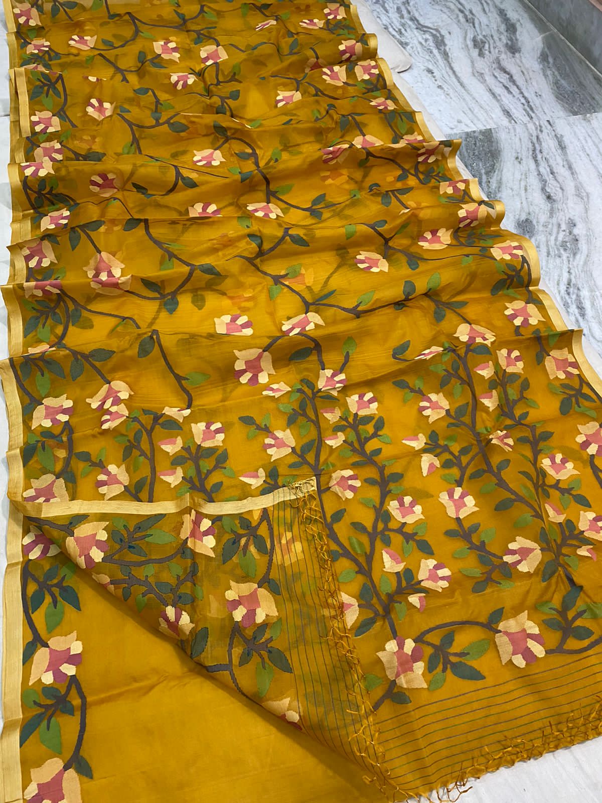 Boudi handwoven jamdani saree - Saffronfashionindia