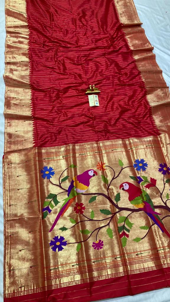 Muniya paithani silk saree - Saffronfashionindia