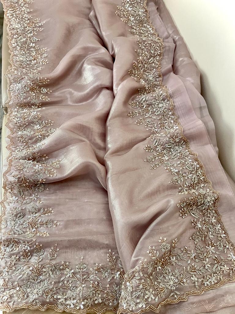 Arvani tissue organza saree - Saffronfashionindia