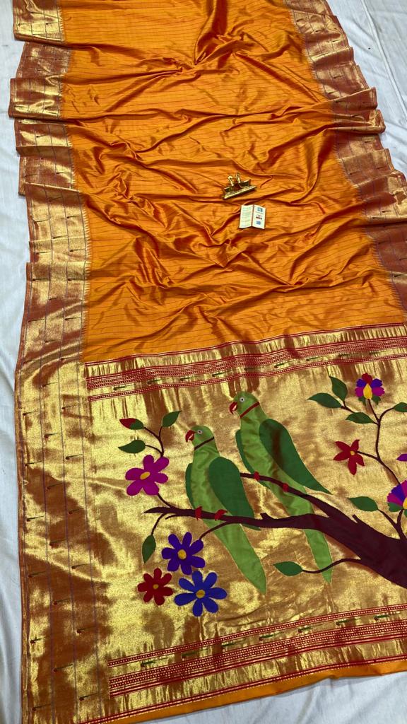 Muniya paithani silk saree - Saffronfashionindia