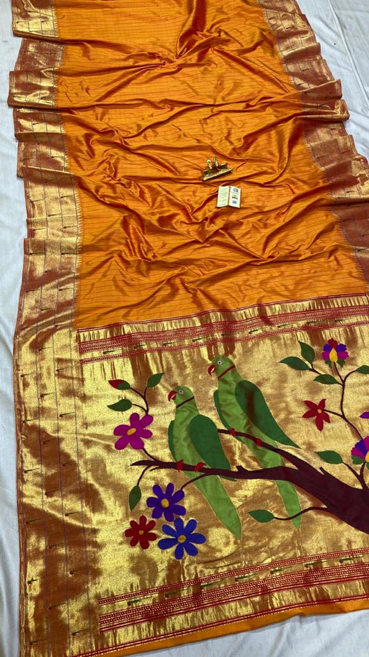 Muniya paithani silk saree - Saffronfashionindia