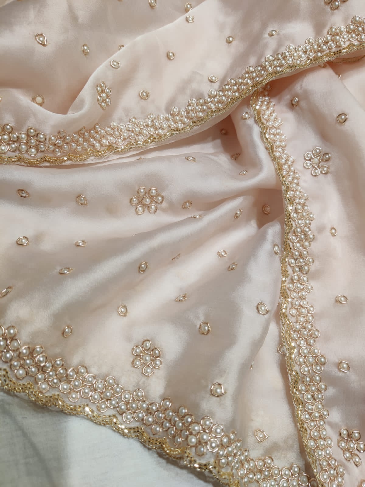 Pearl organza partywear saree - Saffronfashionindia