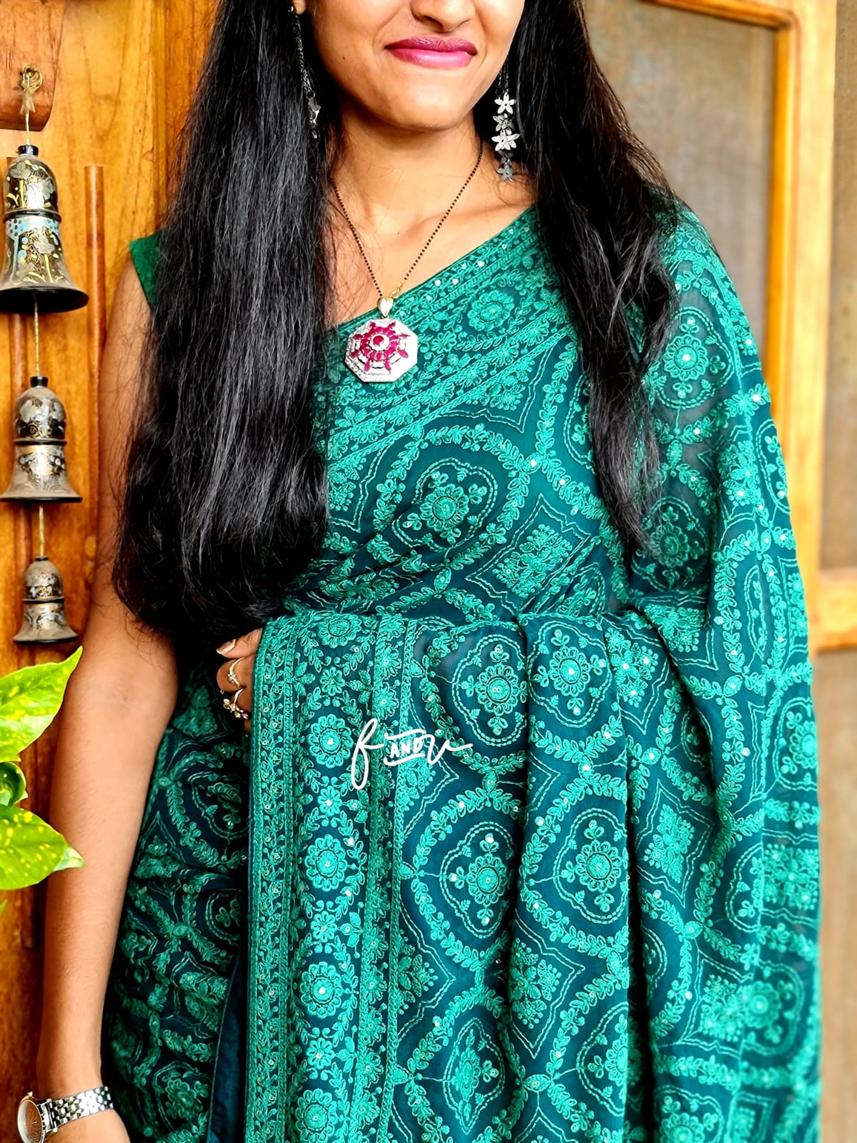 Kruti Chikankari Embroidery saree - Saffronfashionindia
